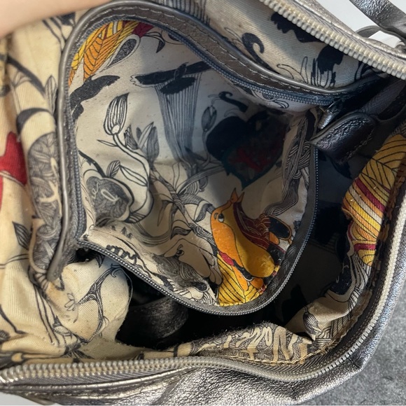 The Sak Metallic Grey Leather Crossbody Purse Bag - Picture 9 of 14